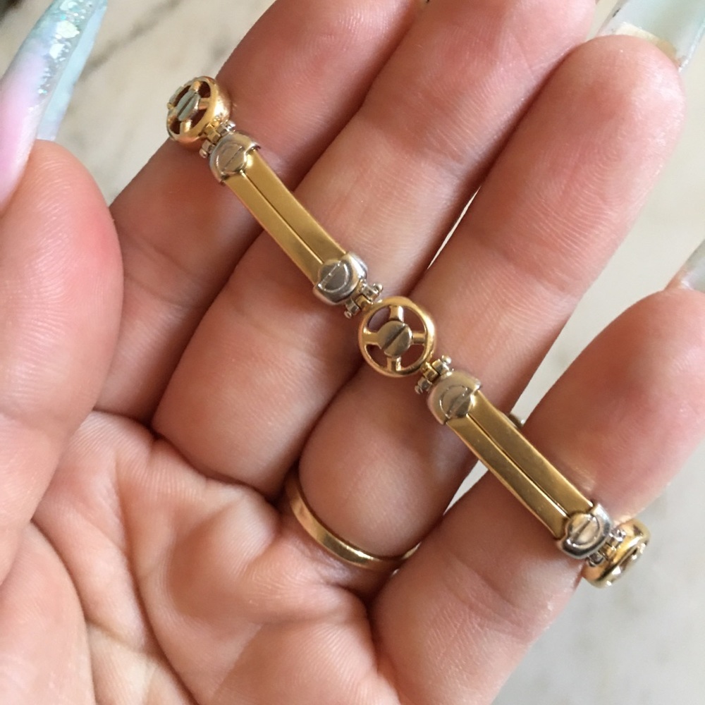 Vintage Fashion bracelet, 14k white & yellow gold - Picture 4 of 13